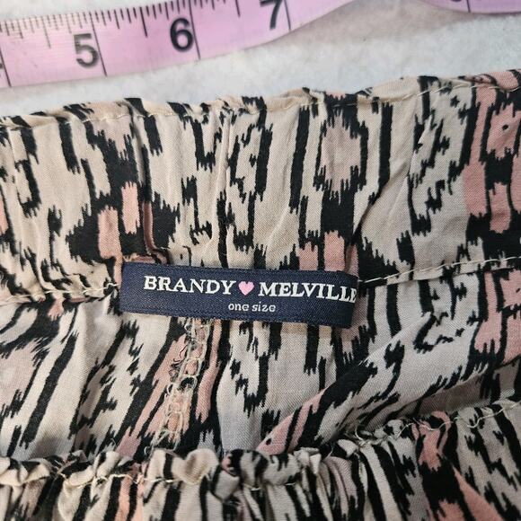 BRANDY MELVILLE Black Beige Palazzo Wide Leg Pant One Size Pink - Picture 6 of 7